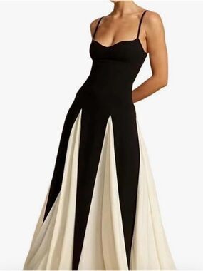 Black & white Spaghetti-Strap Evening Gown